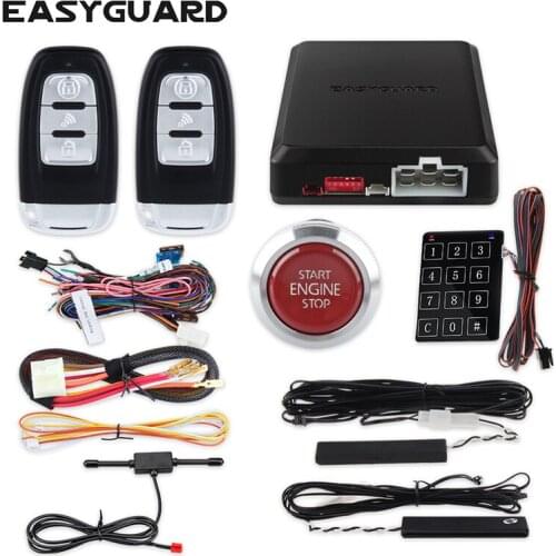 Top Easyguard car central lock PKE car alarm system Rolling code auto start start stop engine button password entry DC12V