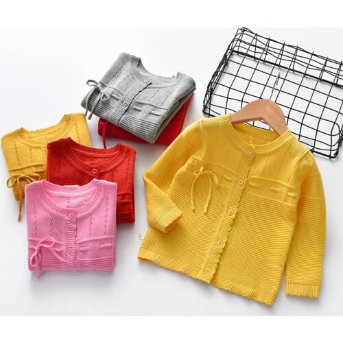 Spring Autumn Kids Sweater For Girls Cardigan Coat Cotton Knitting Sweater Jacket Fashion Childrens Clothing BC671