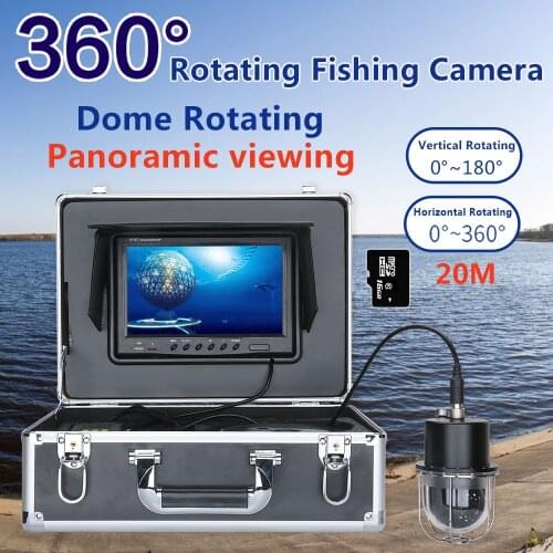 9"DVR Recorder 20m/50m/100m Underwater Fishing Video Camera Fish Finder IP68 Waterproof 20 LEDs 360 Degree Rotating Camera