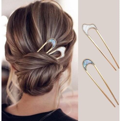 Vintage Hair Sticks Hairpin Female Handmade Ethnic Elegant Alloy U-Shape Hair Sticks Pins Hairwear Retro Bride Hair Clip Jewelry