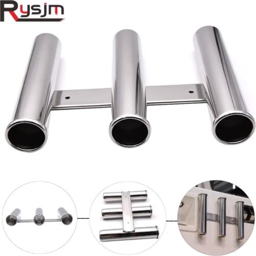 High Quality 316 Stainless Steel 3 Tube Rod Holder Triple Vertical Multi-use Fishing Rod Holder Wall-hung Style for boat yacht