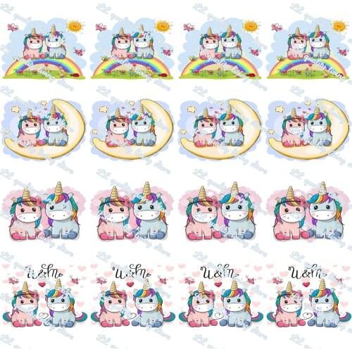 WL 16mm 22mm 25mm 38mm Cartoon Unicorn Print Grosgrain Ribbon Gift Packaging Bowknot Party Decoration Craft Supplies Wholesale