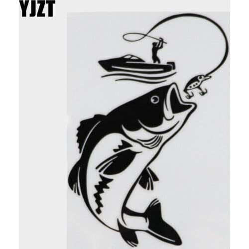 YJZT 12.3CM*17.1CM Interesting Fishing Fisherman Hobby Fish Boat Car Stickers Vinyl Decal S9-0720