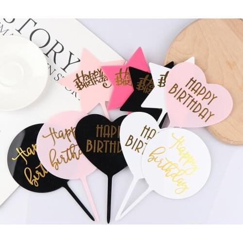 1Pc HAPPY BIRTHDAY Acrylic Cake Topper Dessert Baking Party Decoration