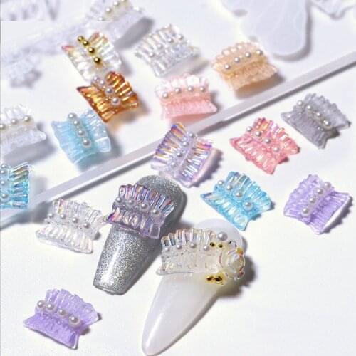 10 Pcs Aurora Candy Charm Round Pearls 3D Nail Art Decorations Fashion Jewelry Ornament Designs Manicure Accessories
