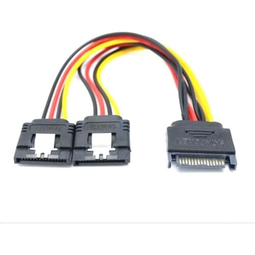 10Pcs SATA Power 15-Pin Y-Splitter Cable Adapter Male to Female for HDD Hard Drive