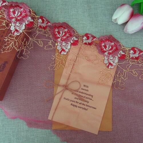 15Yards Rose Flowers Lace Fabrics Embroidered Trim Red Purple For Sexy Lingerie Bra Underwear DIY Craft & Sewing Dress Clothing