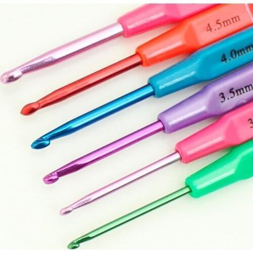 6pcs Mixed Metal Hook Crochet Template Kit TPR Aluminum Knitting Needles For Loom Tool Band DIY Crafts
