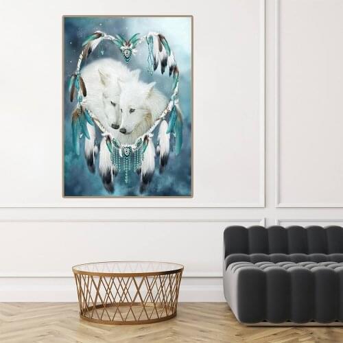 Crystal Rhinestone Diamond Painting Full Round/Square Drill Wolf Totem Embroidery Decoration Cross-Stitch Kit Paint By Numbers