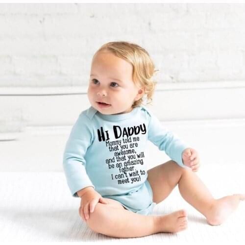 Hi Daddy Print Newborn Baby Girls Boys Bodysuits Babies Long Sleeve Bodysuit Autumn Jumpsuits Kids Long Sleeve Clothing