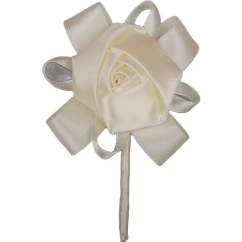 New Best Man Groom Boutonniere Silk Satin Rose Flower men buttonhole Wedding Party Prom Man Suit Corsage Pin Brooch