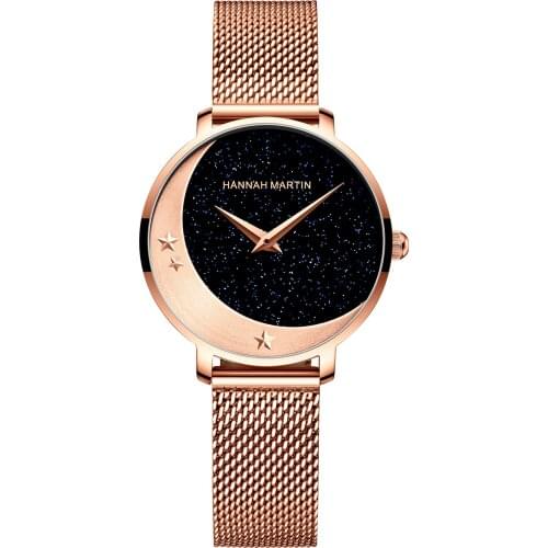 Moon Stars Night Flash Watches for Women New Design Model Arrival Japan MIYOTA 2035 Quartz Movement Stainless Steel Wristwatch