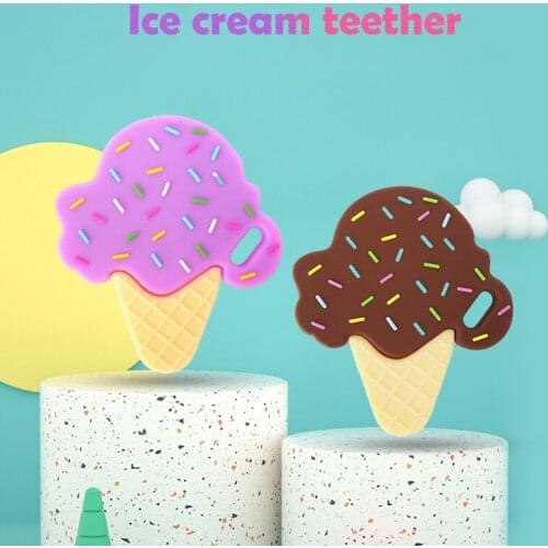 Chenkai 10PCS BPA Free Silicone Ice Cream Teether DIY Baby Pacifier Nursing Chewing Mommy Jewelry Grib Crafts Cartoon Toy Gift