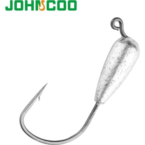 JOHNCOO 10pcs Crappie Bass Fishing Jig Heads with Long and Wide Hooks Jig Head Hook Soft Bait Hook