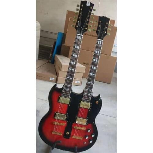 Guitarra eléctrica de doble cabeza, alta calidad, red, 12 cuerdas + 6 cuerdas, Golden hardware，Spot, lightning delivery