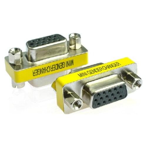 F-F 15 PIN HD DB15 VGA SVGA KVM Mini Gender Changer Adaptor NEW