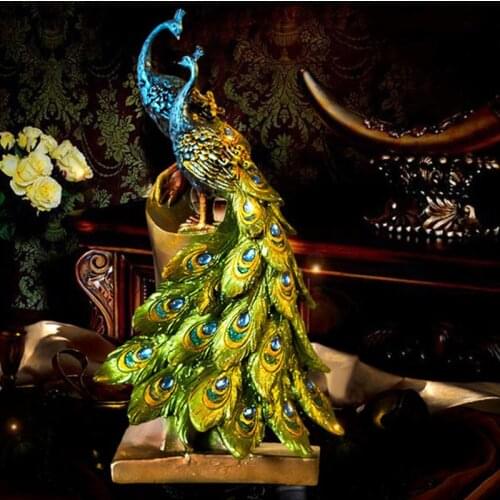 1pc Peacock Ornament Creative Stylish Chic Fashion Resin Craft Adornment Peacock Decoration Ornament