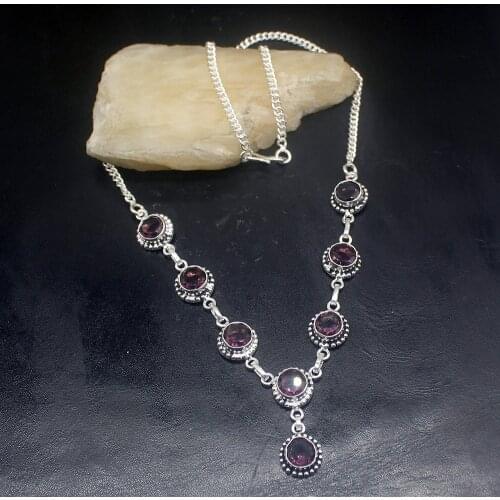 Hermosa Jewelry Amazing Natural Purple Amethystt Silver Color Women Ladies Gifts Pendant Necklace Chain 46cm 20213419