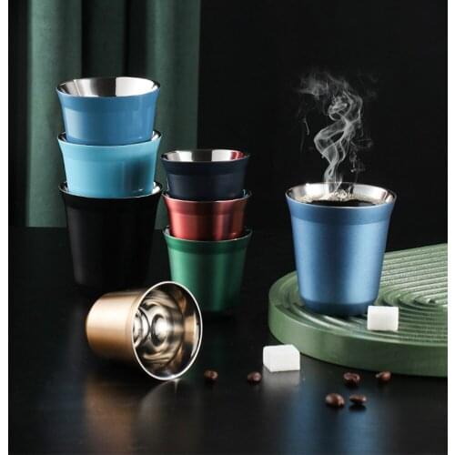 80ml Coffee Cup Double Layer Stainless Steel Mugs Portable Coffee Jug Water Container Tableware For Drinking Beer/milk/whiskey