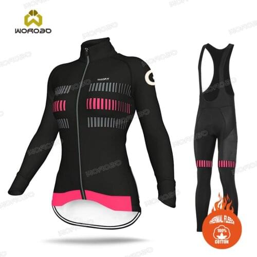 Female Winter Cycling Jersey Set Women Thermal Clothing Long Sleeve Team Training Uniform Road Bike Riding Lady Sportswear Suit