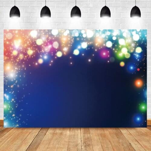 Laeacco Colorful Glitter Light Spots Polka Dots Blue Backdrop For Photography Party Baby Photographic Background Photocall