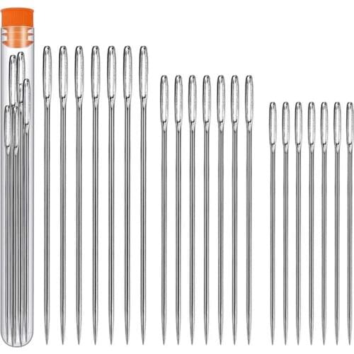 LMDZ 23 PCS Large Eye Sewing Needles, 2.13in Sewing Stitch Needle Handmade Leather Tool Needle Embroidery Thread Needle