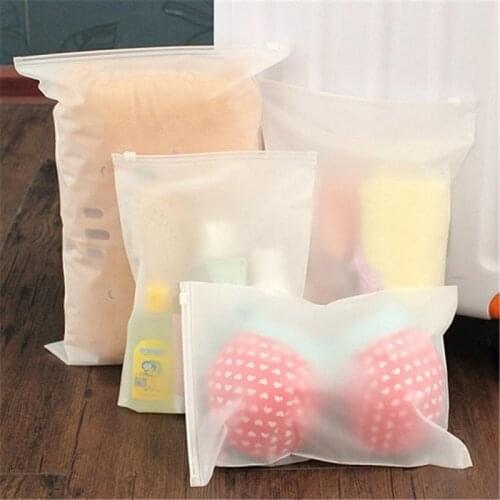 Matte Transparent Plastic Storage Bag Travel Bags Zip Lock Clothes Packing Pouch Zipper Bags Clothes Shoes Organizer 3 Sizes