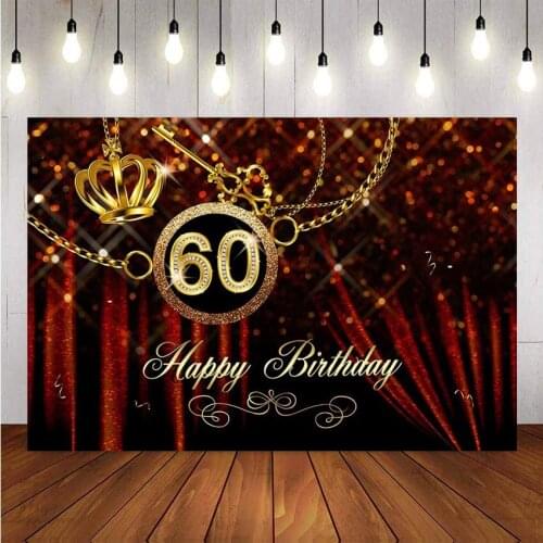 NeoBack Custom Photography Background Adult Luxury Birthday Party Decor Flash Gold Crown Banner Red Backdrop Photo Studio