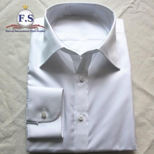 Non button collar, tailored 120s popline men dress shirt with long sleeve