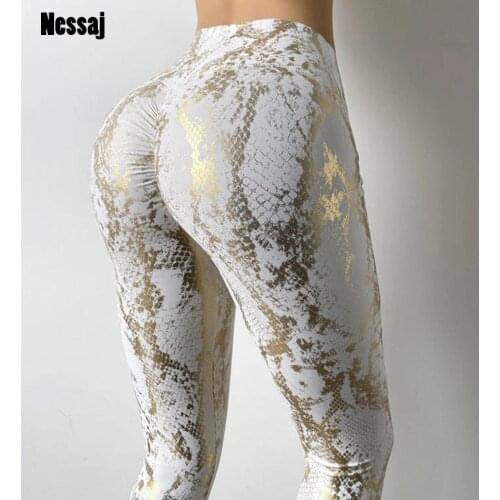 Nessaj Leggings Fitness Push Up Legging Snake Skin High Waist Pants Fitness Women Workout Breathable Push UP Training Jeggings