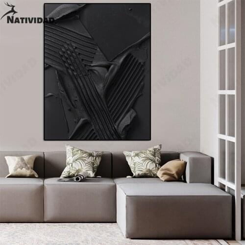 Nordic Vintage Dcor Canvas Art Painting Wall Art Pure Black Wall Graffiti Canvas Painting Wall Picture Poster Bedroom Decoration