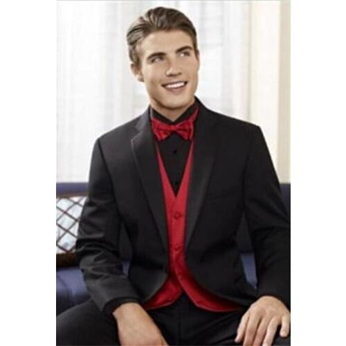 Latest Coat Pant Designs Black Red Wedding Suits For Men Slim Fit 3 Piece Groom Tuxedo Custom Blazer Prom Suit Terno Masculino B