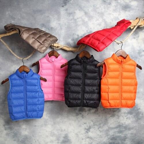 Autumn Winter Waistcoat Boys Girls Baby Coats Child Children Clothes Baby Down Jacket Kids Warm Stand Collar 90% Duck Down Vest