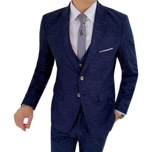 2021Autumn Korean three-piece Jacket+vest+pant small suit male business small suit two button casual suit