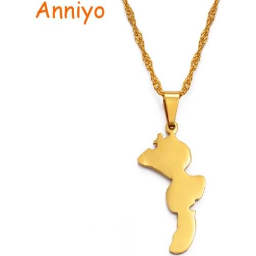 Anniyo East New Britain Province in Papua New Guinea Map Pendant & Necklace Gold Color Jewelry Gifts For Women #024521