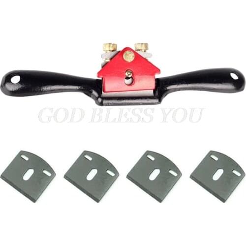 Adjustable SpokeShave with Flat Base and Metal Blade Wood Working Wood Craft Hand Tool with 4 PCS Planer Blade Drop Shipping