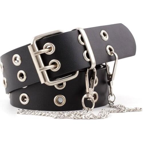 2020 Fashion Punk Alloy Women Belt Chain Luxury for Women Belt Leather New Style Belts Pin Buckle jeans Decorative Female