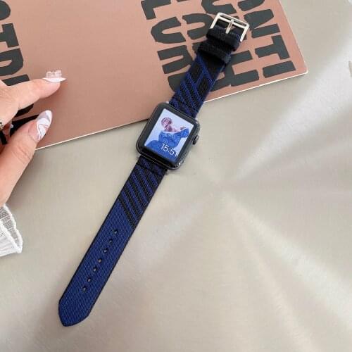 GOOSUU Blue Strap for Apple watch band 44mm 40mm iWatch band 38mm 42mm nylon cloth bracelet correa for Apple watch All Series