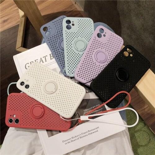 Luxury Mesh Heat Sink Car Magnetic Stand Solid Color Silicone Protective Cover Suitable for IPhone 11 Pro Max 12 XR X 7 8 Plus