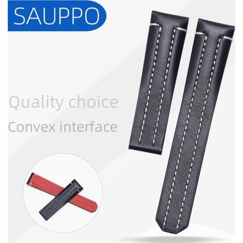 SAUPPO suitable for Carl F.Bucherher DayDate Top Layer Leather Watch Strap Black Men Watch Accessories