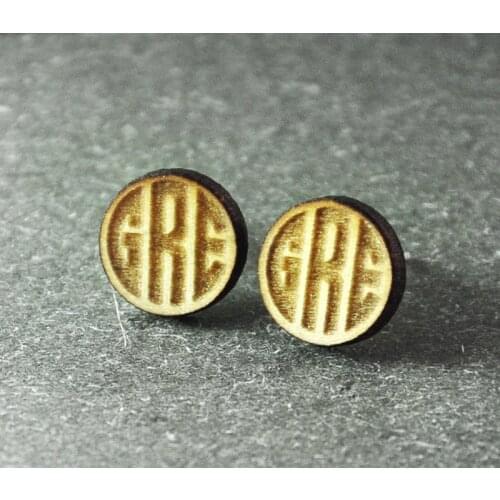 Stud earring , stud earring in handmade , Block stud earring , custom earring , wooden