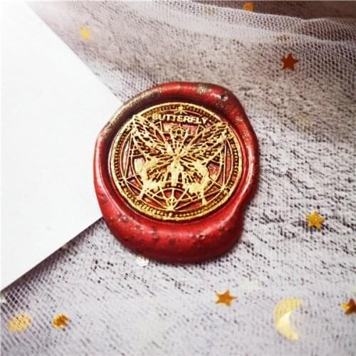 Butterfly decoration head of Retro Wood Stamp Sealing Wax Seal Stamp Wedding Decorative sealing Stamp wax seals
