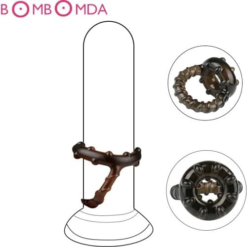 Silicone Penis Ring Adult Sex Toy Double Rings Delay Ejaculation Massage Penis Eggs Cock Rings For Men Masturbation Adult Toys