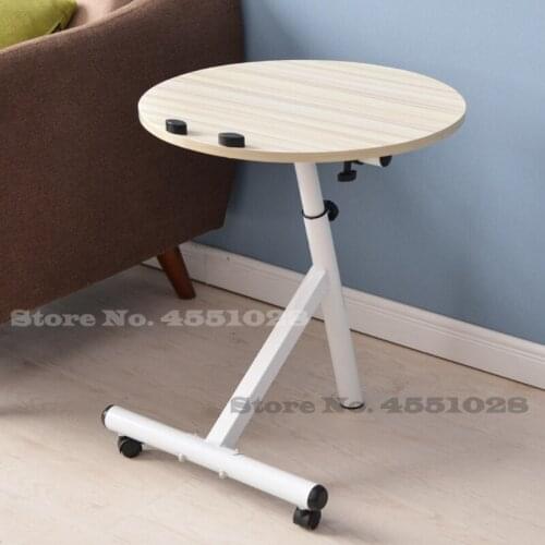 A Modern Movable Lift Desk Angle and Height Adjustable Tea Table Round Bed Sofa Side Table Desk with Locking Universal Wheels