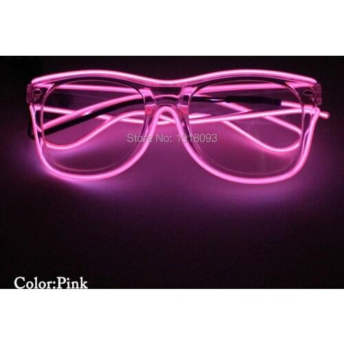1 pieces EL Wire Glowing Glasses Novelty Lighting Decoration LED Neon Lights New Style 10Colors with DC-3V Steady on Inverter