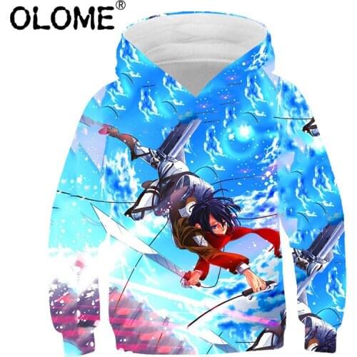 Attack on Titan Hoodies Fashion Girls Streetwear Oversized Boys Pullover Tops OLOME Teenager Spring Clothing 3D Printed Clothes