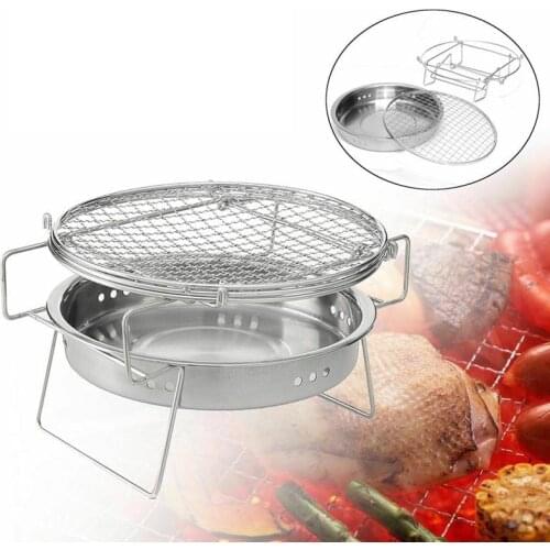 Stainless Steel Outdoor Camping BBQ-Grill Portable Folding Charcoal Barbecue Grill For Home Park Cooking Tool
