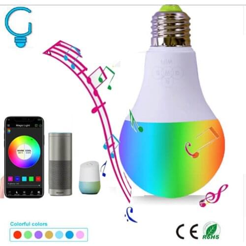 Smart E27 Bulb Dimmable Music RGBW Smartphone APP Vioce Control WiFi LED Bulb Lamp 60W Compatible With Alexa Plus Google Hub