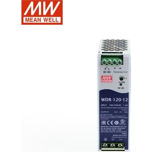 MEAN WELL WDR-120-12 120W 12V Ultra Wide Input Industrial DIN Rail Power Supply 180-550V AC to 12V DC 10A Power Unit PSU SMPS