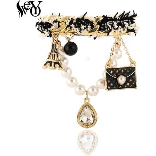 VEYO Pearl Material Badges Enamel Zinc Alloy Brooches Pin Elegant Knitted Hats Jewelry Accessories Suit Clothes Clips